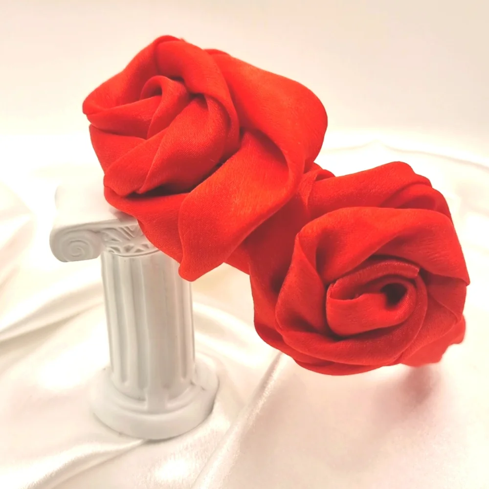 New! 3d Satin Rose Statement Headband • NWOT